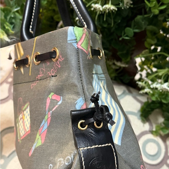 Dooney & Bourke Mini Tassel Tote Shoulder Bag Handbag Purse Smoky Glay BLK NWOT - Picture 6 of 11